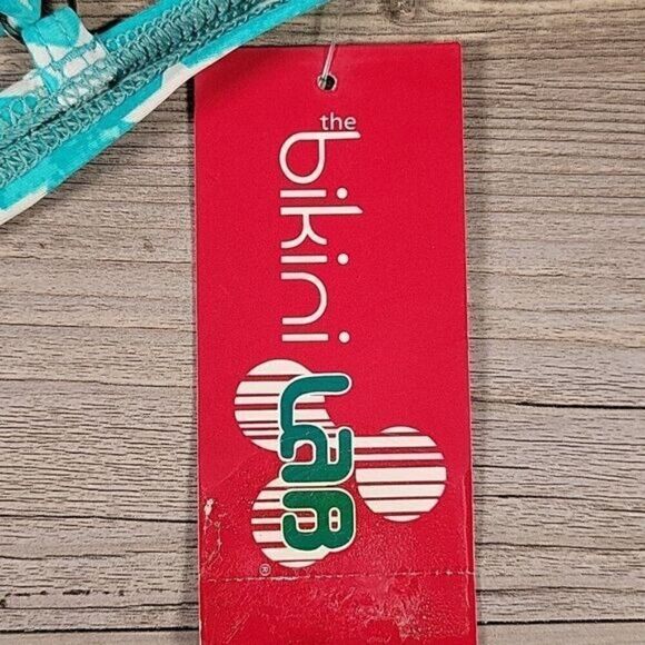 The Bikini Lab Turquoise Stars Bralette Bikini Top Sz L - Picture 7 of 9